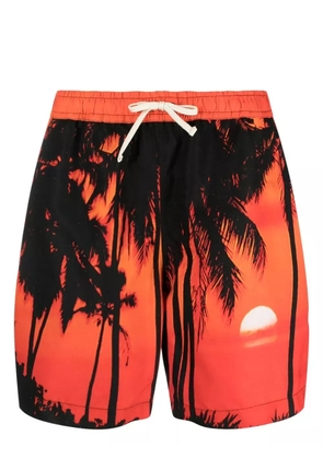 BLUE SKY INN palm-tree print swim shorts - Orange