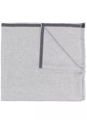Brunello Cucinelli contrast-trim frayed-edge scarf - Grey