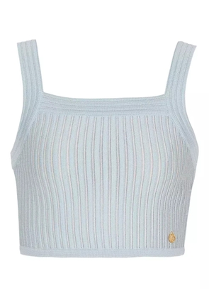 Balmain ribbed square-neck top - Blue