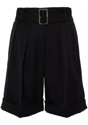 Golden Goose belted virgin wool-blend shorts - Blue