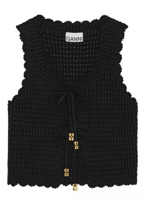 GANNI crochet-knit top - Black