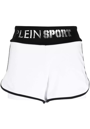 Plein Sport logo-waistband jogging shorts - White