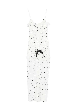Alessandra Rich polka dot-print ruched dress - White