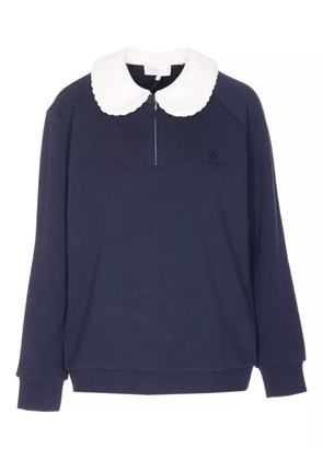 SHUSHU/TONG doll collar embroidered sweatshirt - Blue