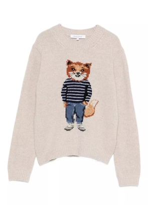 Maison Kitsuné fox-motif sweater - Neutrals