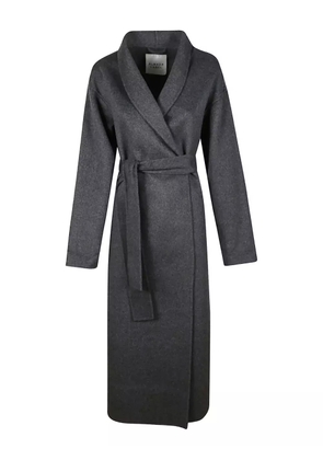 Almada Label belted wrap coat - Grey