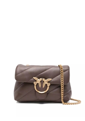 PINKO Love quilted logo-plaque shoulder bag - Brown