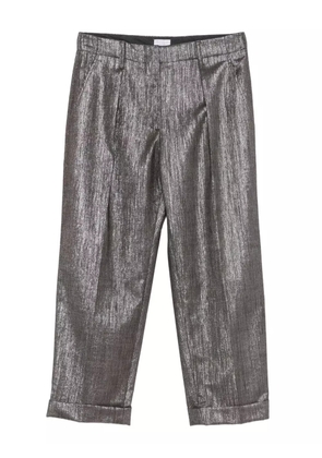 Brunello Cucinelli pleat-detail metallic trousers - Brown