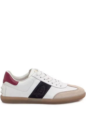 Tod's contrasting leather trainers - White