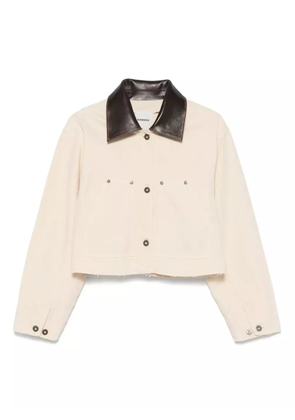 SANDRO contrasting-collar jacket - Neutrals