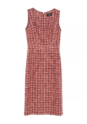 ETRO tweed sleeveless midi day dress - Pink