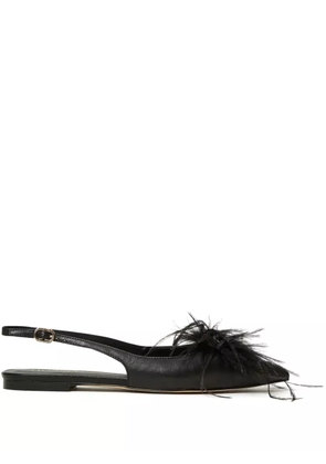 TWINSET feather-detail slingback ballet flats - Black