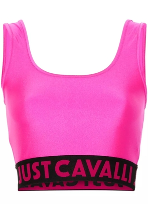 Just Cavalli logo-waistband cropped top - Pink