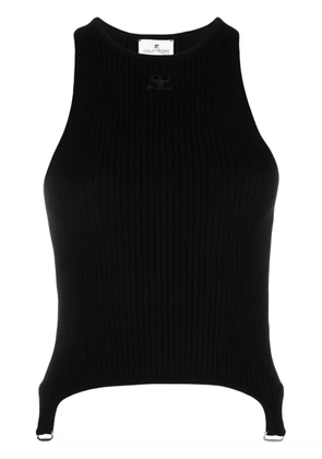 Courrèges logo-patch sleeveless knit top - Black