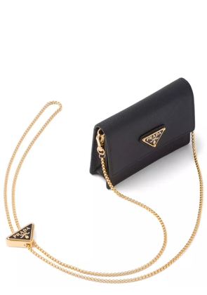 Prada enamel triangle logo wallet-on-chain - Black