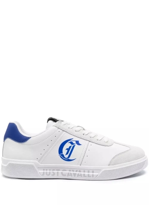 Just Cavalli logo-print leather sneakers - White