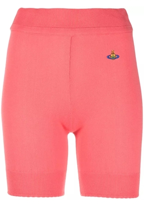 Vivienne Westwood embroidered-logo ribbed-knit shorts - Pink