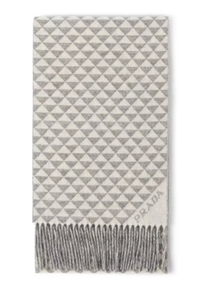 Prada Symbole reversible wool-cashmere scarf - Grey