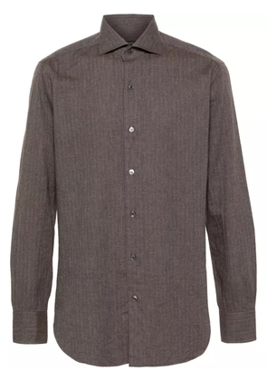 Barba herringbone-pattern shirt - Brown