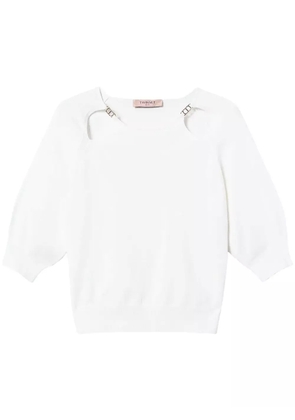TWINSET Oval T-plaque cut-out sweater - White
