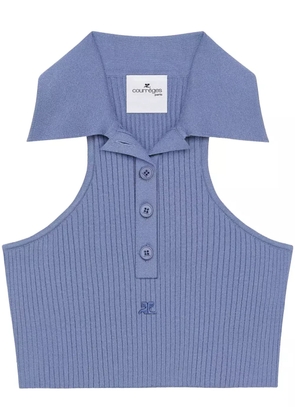 Courrèges polo crop top - Blue