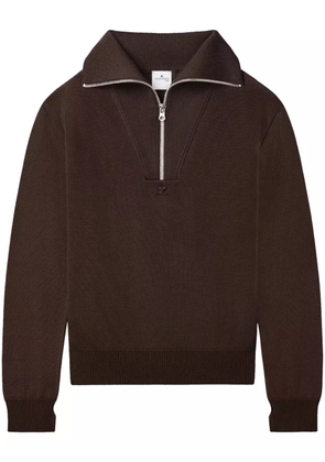 Courrèges logo-embroidered wool sweater - Brown