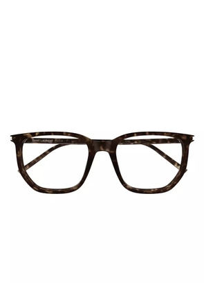 Saint Laurent Eyewear geometric-frame glasses - Brown