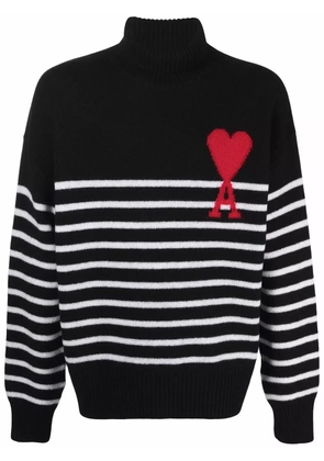 AMI Paris Ami de Coeur striped jumper - Black