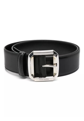 Alexander McQueen logo-engraved buckle belt - Black