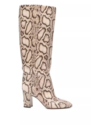 Paris Texas 80MM python print calf leather boots - Neutrals
