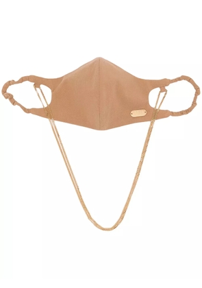 0711 logo-plaque cotton face mask - Brown
