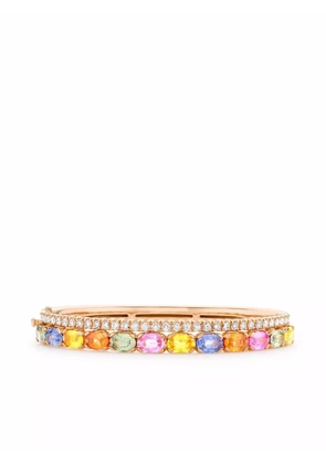 Pragnell 18kt rose gold Rainbow sapphire diamond bangle bracelet - Pink