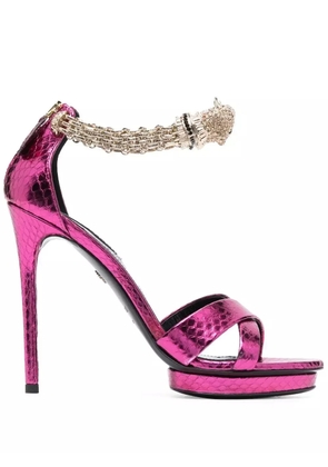 Roberto Cavalli Panther 125mm metallic sandals - Purple