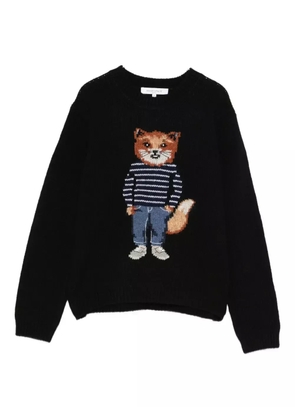 Maison Kitsuné fox-motif wool sweater - Black