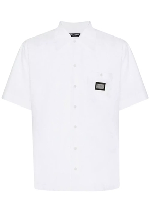 Dolce & Gabbana logo-tag cotton bowling shirt - White