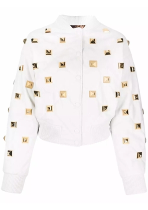 Philipp Plein studded quilted bomber jacket - White