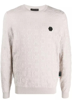 Philipp Plein logo-jacquard pullover - Neutrals
