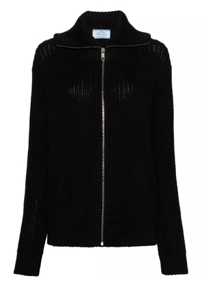 Prada enamel-triangle zip-up cardigan - Black