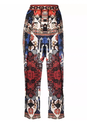 Balmain abstract pattern-print cropped trousers - Red
