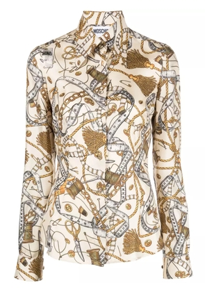 Moschino bridle-print silk shirt - Neutrals