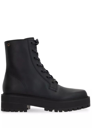 Gianvito Rossi embroidered-logo leather boots - Black