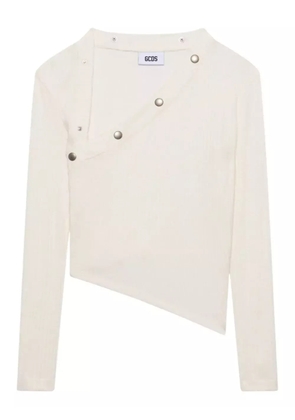 GCDS ribbed-button long-sleeved top - White