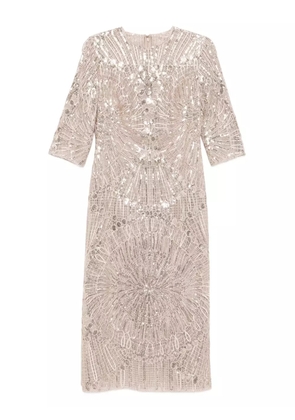 Elie Saab embroidered midi dress - Grey