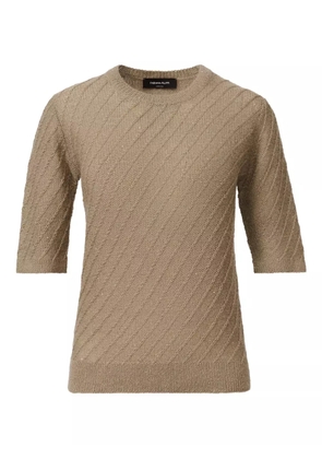 Fabiana Filippi diagonal-knit short-sleeve top - Neutrals