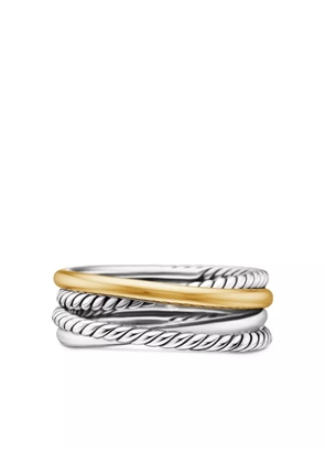 David Yurman 18kt yellow gold and sterling silver Crossover band ring (6.8mm)