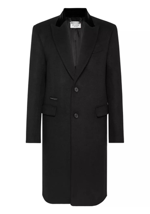 Philipp Plein flocked-logo coat - Black