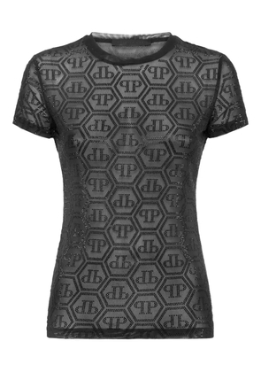 Philipp Plein Tulle Monogram Strass T-Shirt - Black