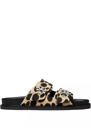 Tory Burch Turnlock sport leopard-print sandals - Neutrals