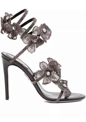 René Caovilla 110mm crystal-flower sandals - Brown