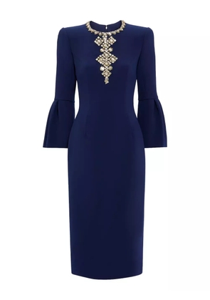 Jenny Packham Margoni bell-sleeve embellished midi dress - Blue